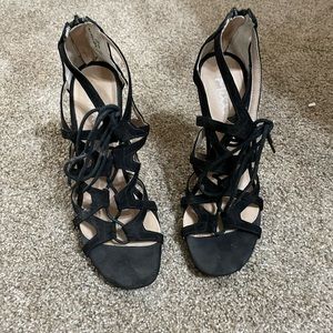 Women’s black lace up heels
